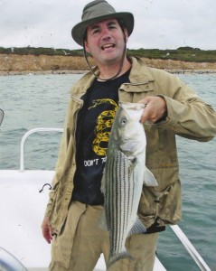 This striper was caught on a Hawg Shad "Keeper Rigged" on a flyrod.